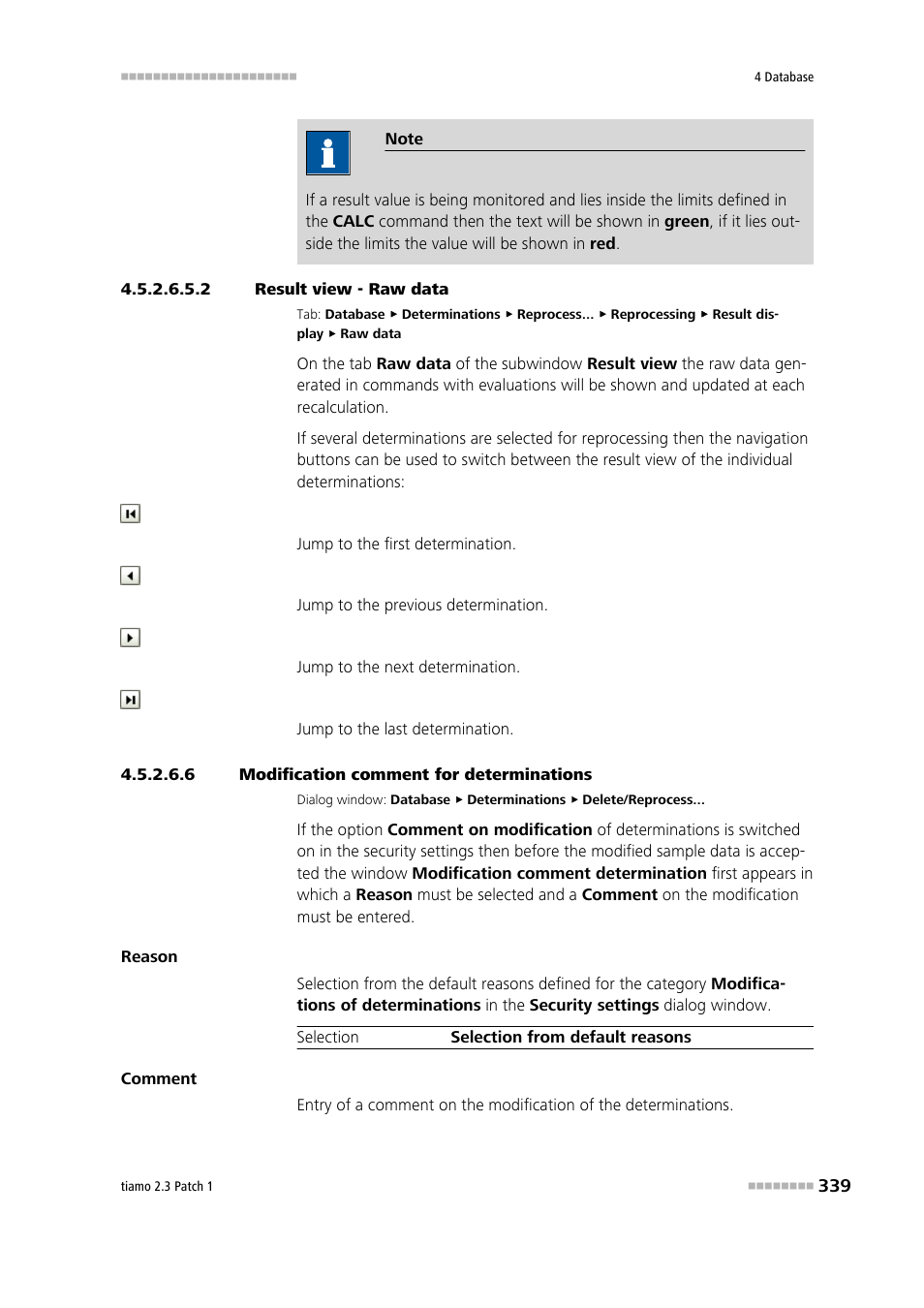 2 result view - raw data, 6 modification comment for determinations | Metrohm tiamo 2.3 Patch 1 User Manual | Page 355 / 1702