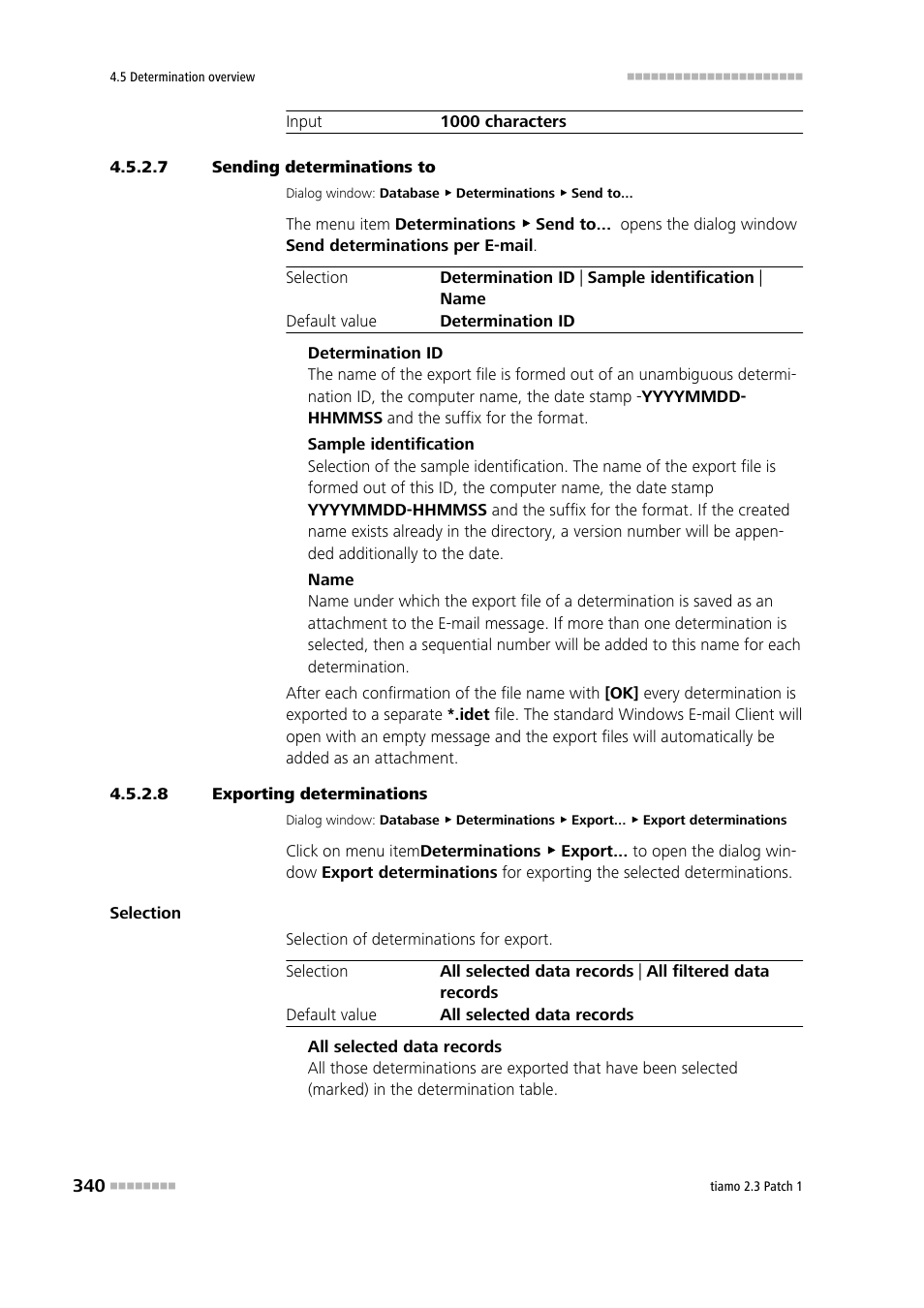 7 sending determinations to, 8 exporting determinations, Export determinations | Send determinations to | Metrohm tiamo 2.3 Patch 1 User Manual | Page 356 / 1702