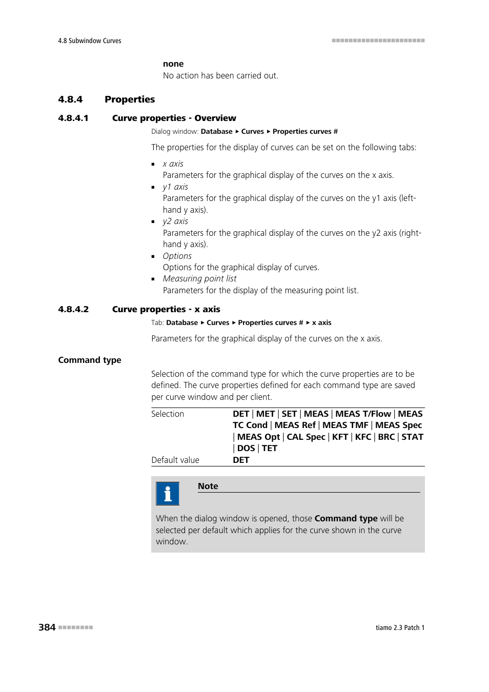 4 properties, 1 curve properties - overview, 2 curve properties - x axis | Properties, X axis | Metrohm tiamo 2.3 Patch 1 User Manual | Page 400 / 1702