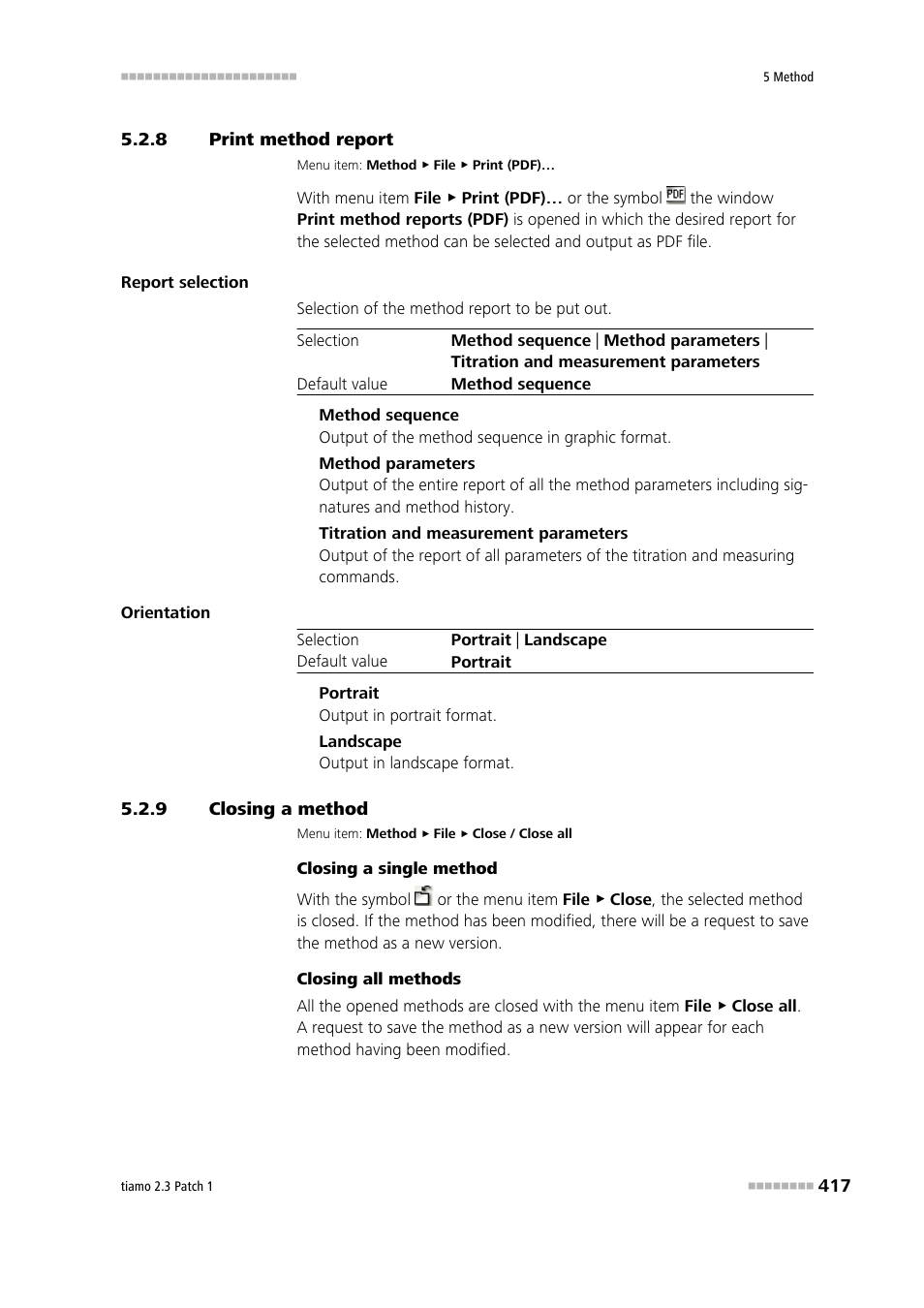 8 print method report, 9 closing a method, Print method report | Closing a method | Metrohm tiamo 2.3 Patch 1 User Manual | Page 433 / 1702