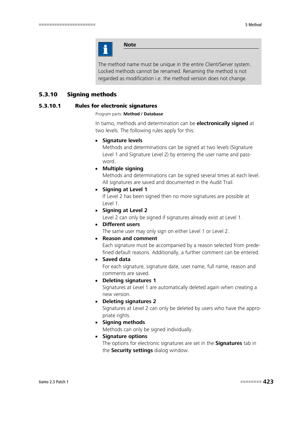 10 signing methods, 1 rules for electronic signatures, Signing methods | Metrohm tiamo 2.3 Patch 1 User Manual | Page 439 / 1702