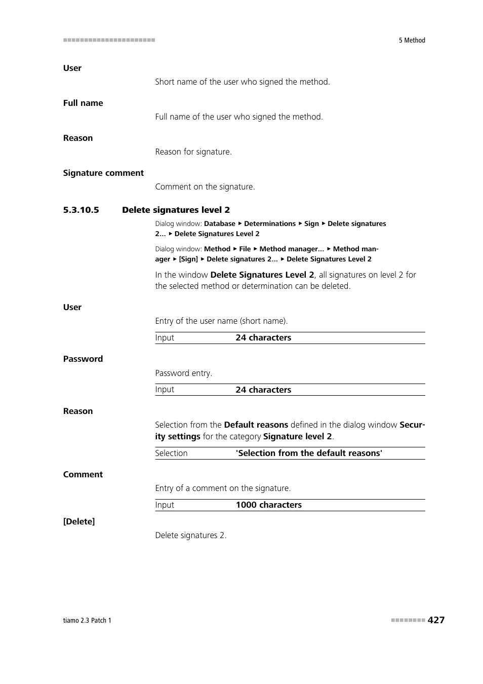 5 delete signatures level 2 | Metrohm tiamo 2.3 Patch 1 User Manual | Page 443 / 1702