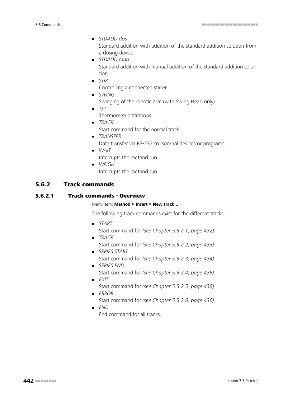 2 track commands, 1 track commands - overview, Track commands | Metrohm tiamo 2.3 Patch 1 User Manual | Page 458 / 1702