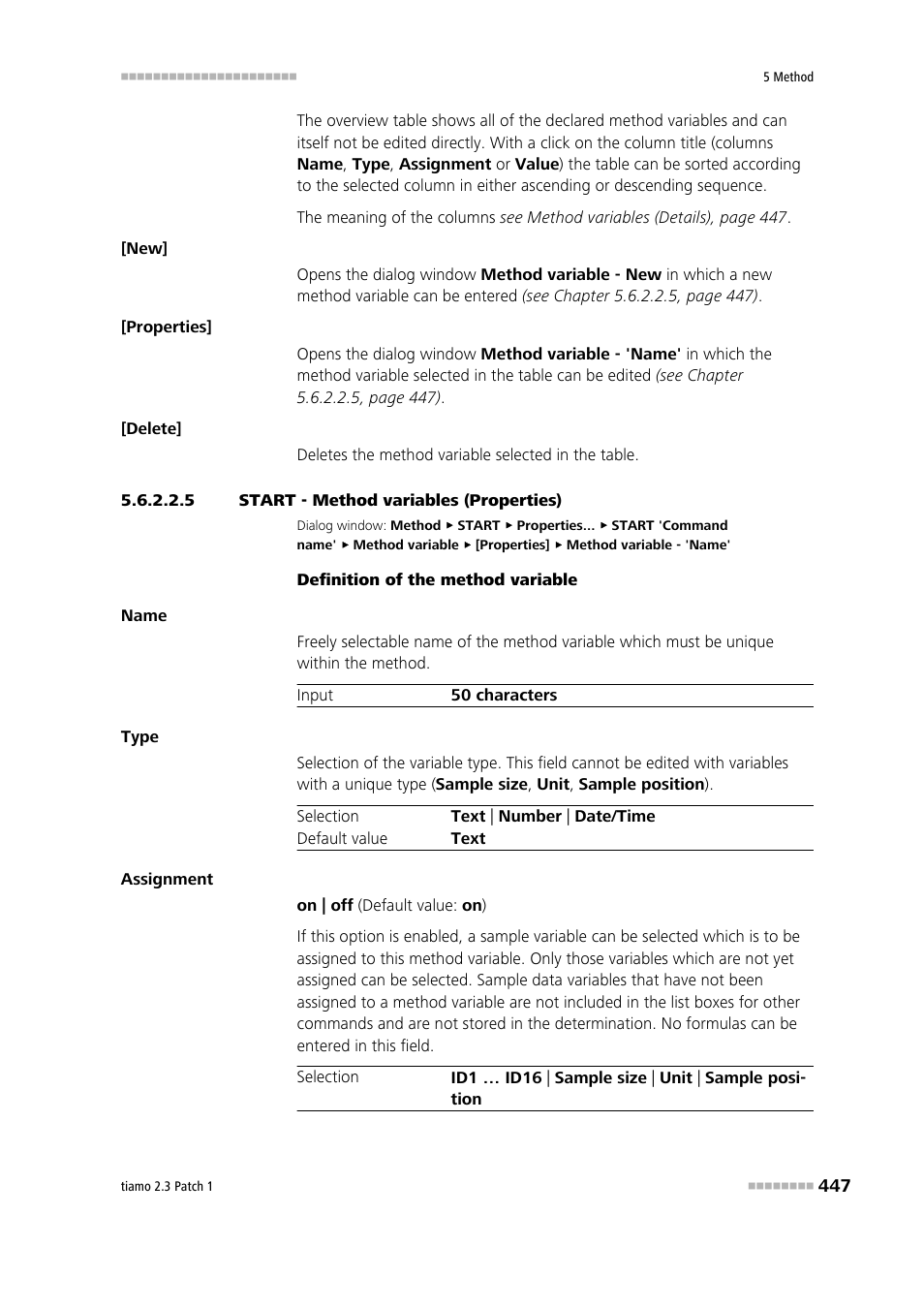 5 start - method variables (properties) | Metrohm tiamo 2.3 Patch 1 User Manual | Page 463 / 1702