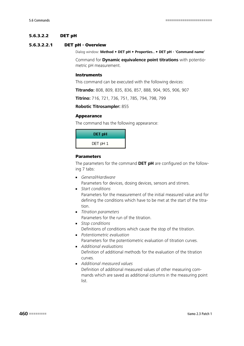 2 det ph, 1 det ph - overview, Det ph | Metrohm tiamo 2.3 Patch 1 User Manual | Page 476 / 1702