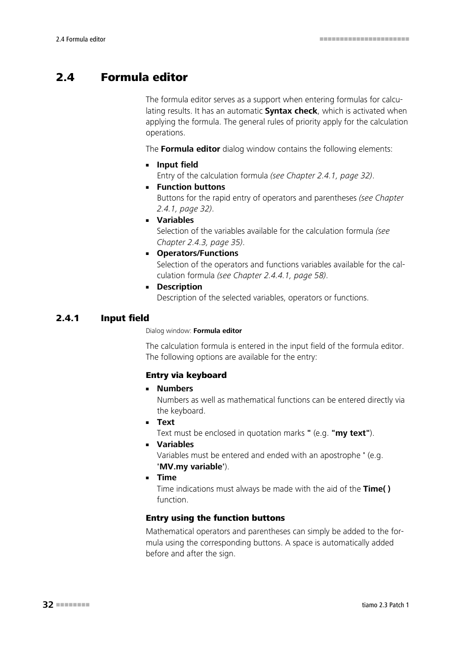 4 formula editor, 1 input field, Formula editor | Input field | Metrohm tiamo 2.3 Patch 1 User Manual | Page 48 / 1702