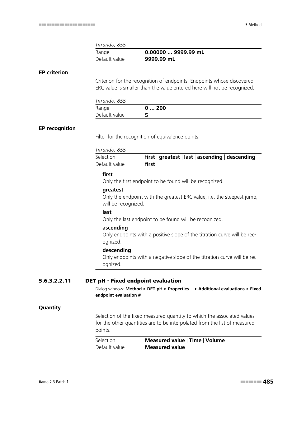 11 det ph - fixed endpoint evaluation | Metrohm tiamo 2.3 Patch 1 User Manual | Page 501 / 1702