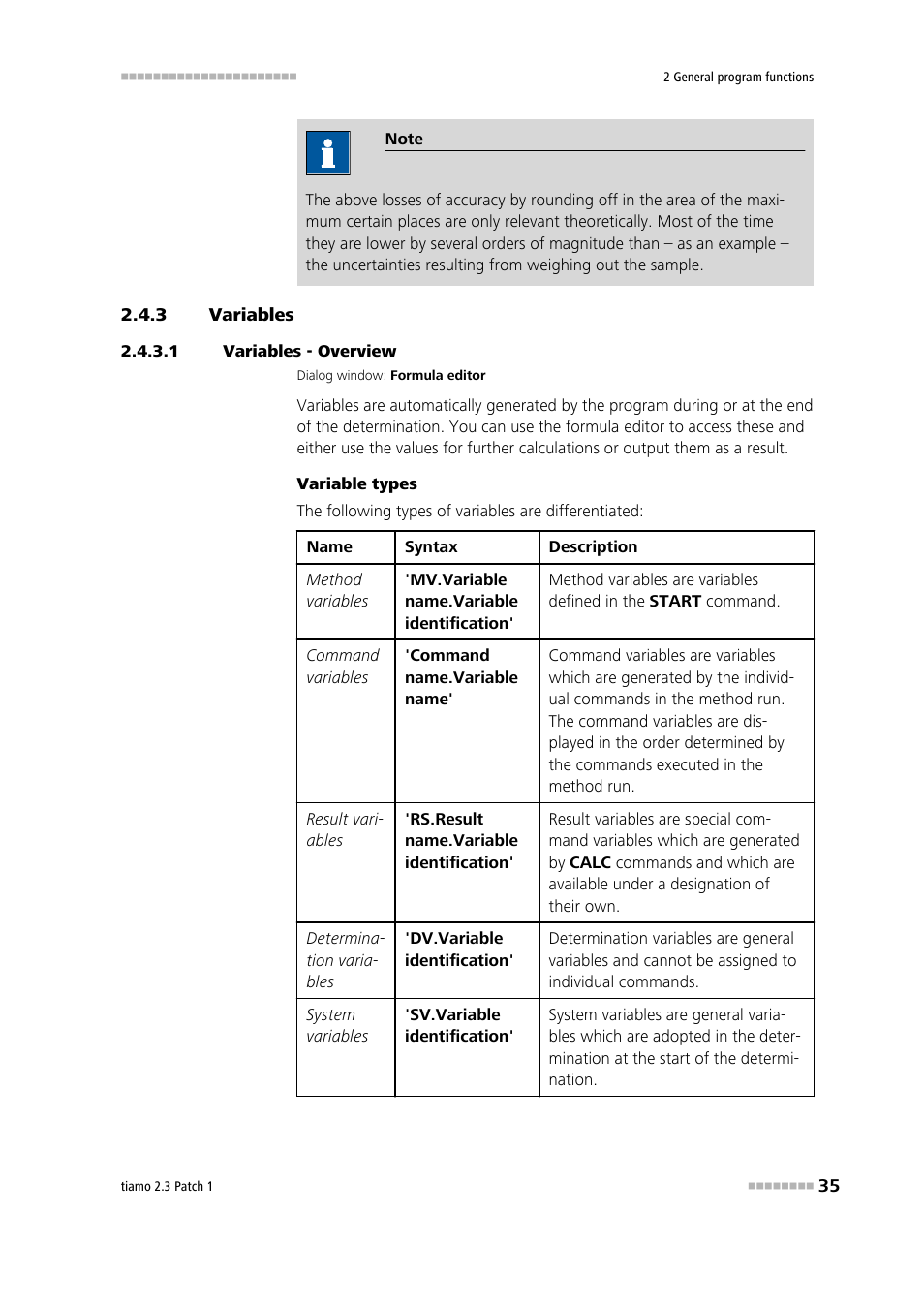 3 variables, 1 variables - overview, Variables | Metrohm tiamo 2.3 Patch 1 User Manual | Page 51 / 1702