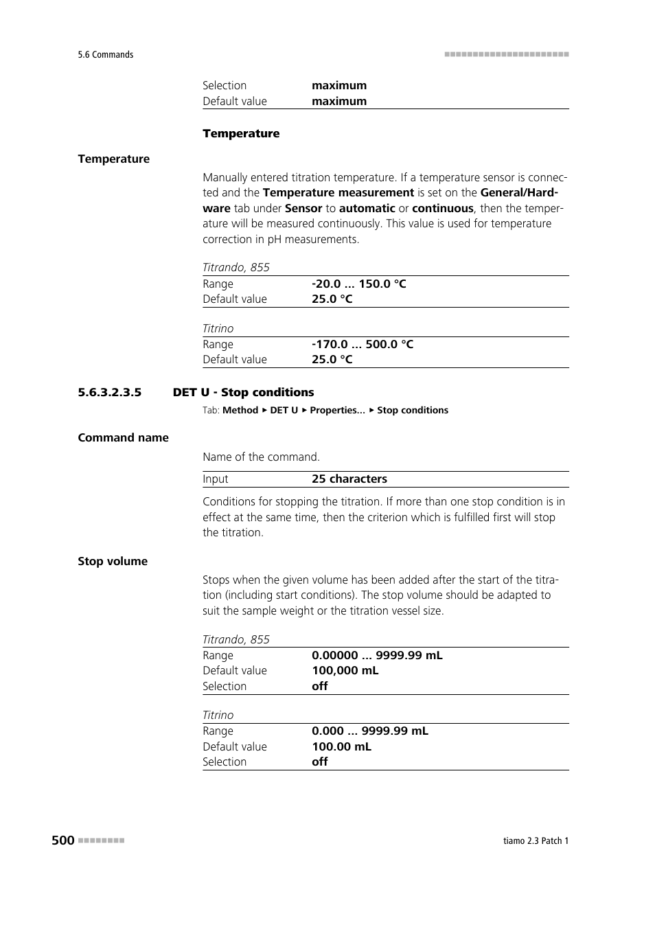 5 det u - stop conditions, Stop conditions | Metrohm tiamo 2.3 Patch 1 User Manual | Page 516 / 1702