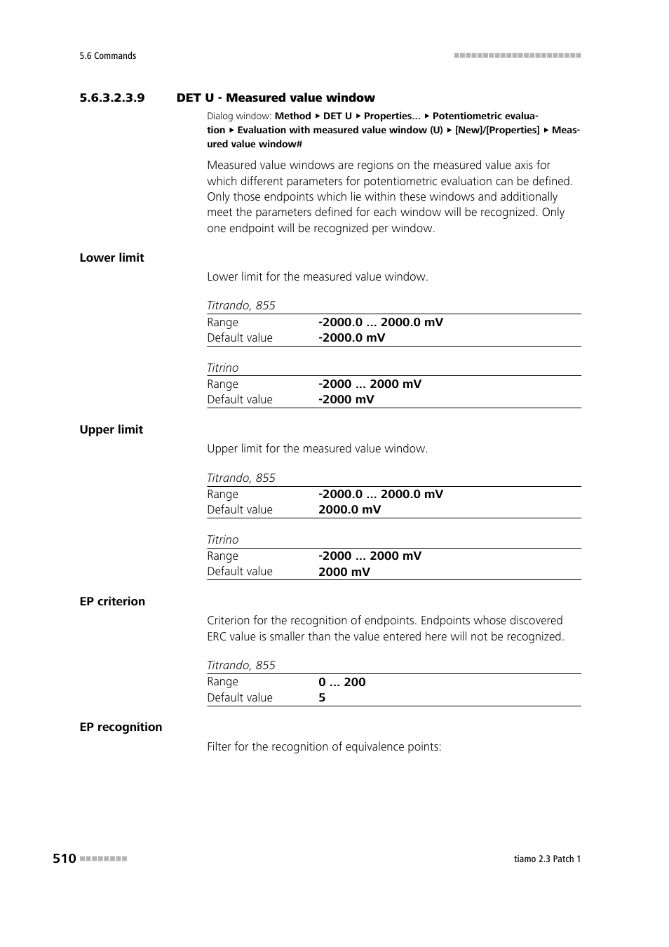 9 det u - measured value window | Metrohm tiamo 2.3 Patch 1 User Manual | Page 526 / 1702