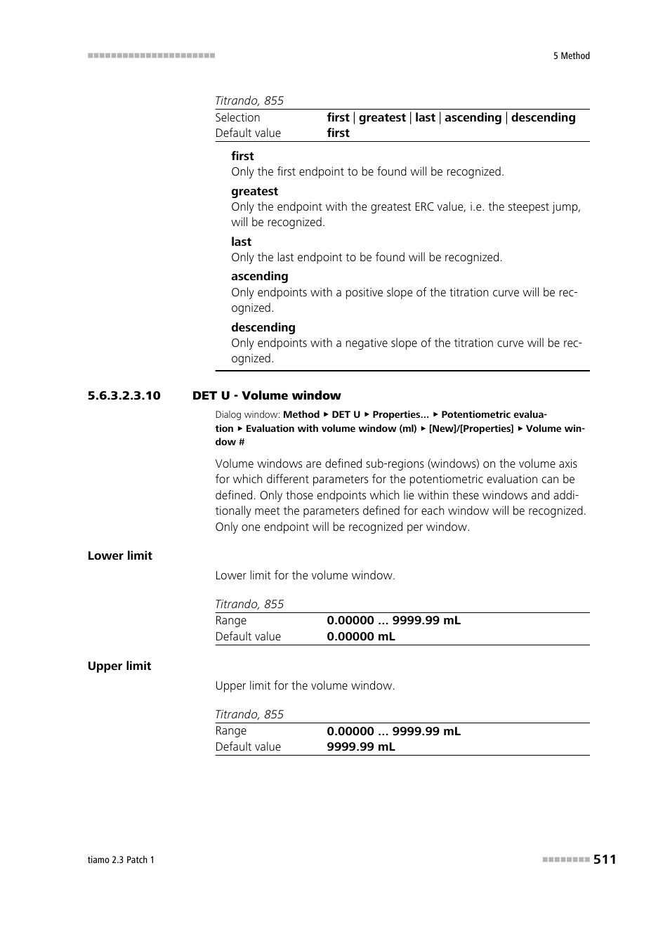 10 det u - volume window | Metrohm tiamo 2.3 Patch 1 User Manual | Page 527 / 1702