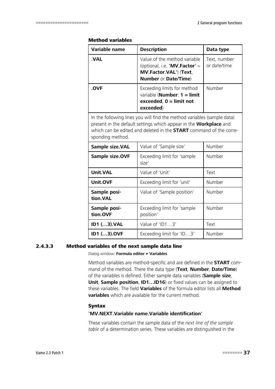 3 method variables of the next sample data line | Metrohm tiamo 2.3 Patch 1 User Manual | Page 53 / 1702