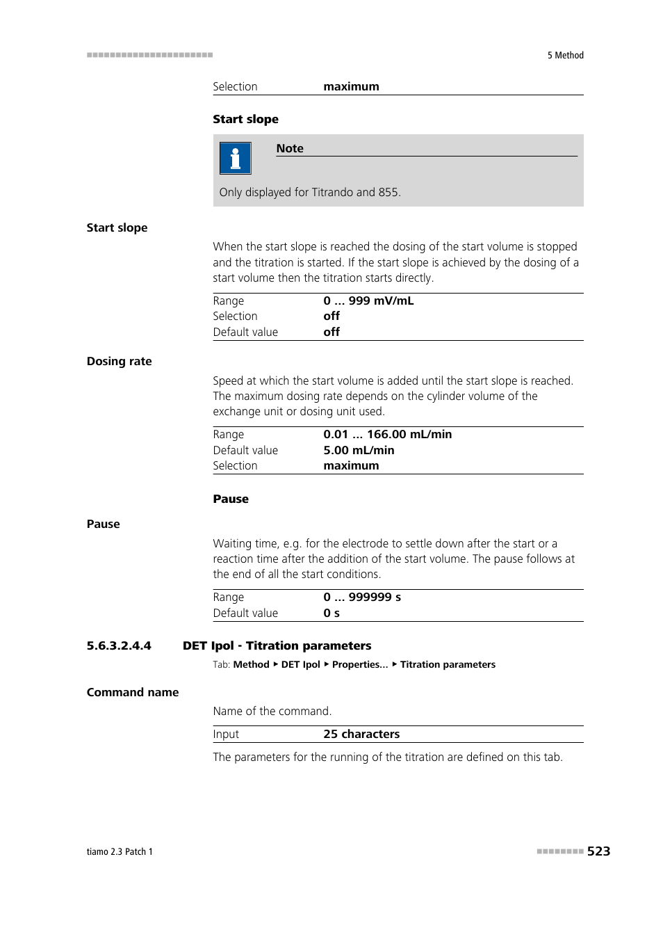 4 det ipol - titration parameters, Titration parameters | Metrohm tiamo 2.3 Patch 1 User Manual | Page 539 / 1702