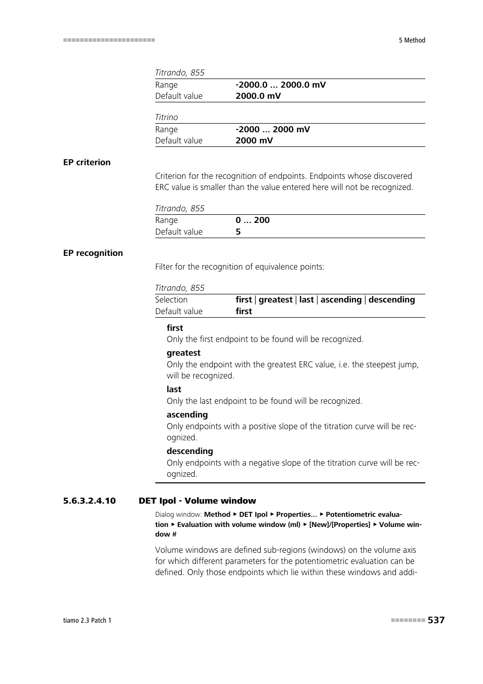10 det ipol - volume window | Metrohm tiamo 2.3 Patch 1 User Manual | Page 553 / 1702
