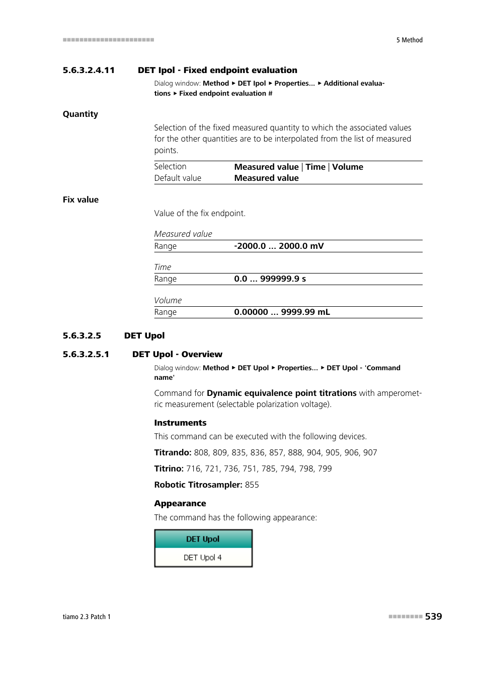 11 det ipol - fixed endpoint evaluation, 5 det upol, 1 det upol - overview | Det upol | Metrohm tiamo 2.3 Patch 1 User Manual | Page 555 / 1702