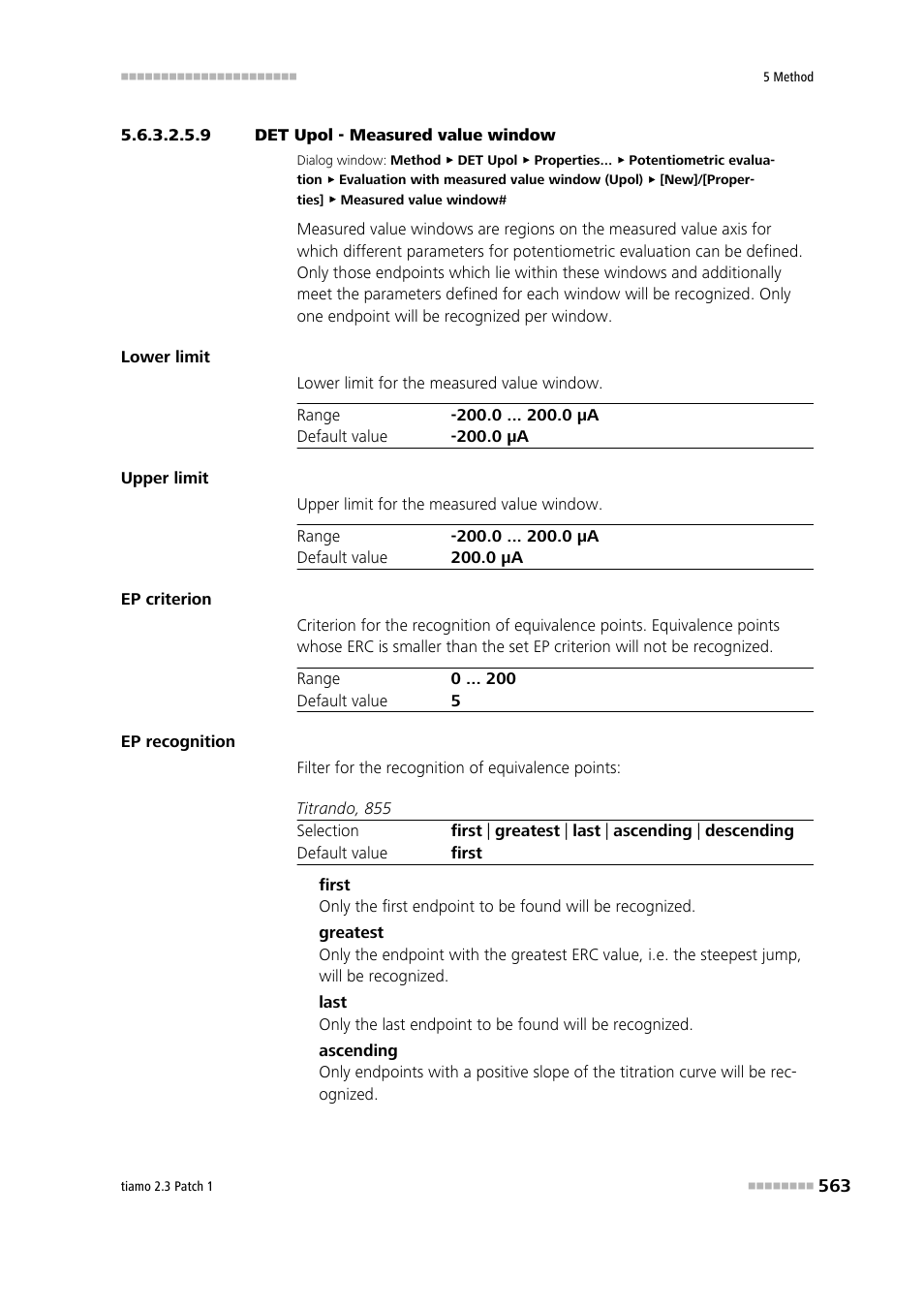 9 det upol - measured value window | Metrohm tiamo 2.3 Patch 1 User Manual | Page 579 / 1702