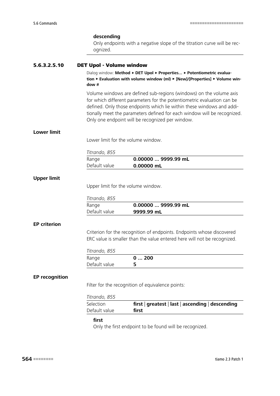 10 det upol - volume window | Metrohm tiamo 2.3 Patch 1 User Manual | Page 580 / 1702