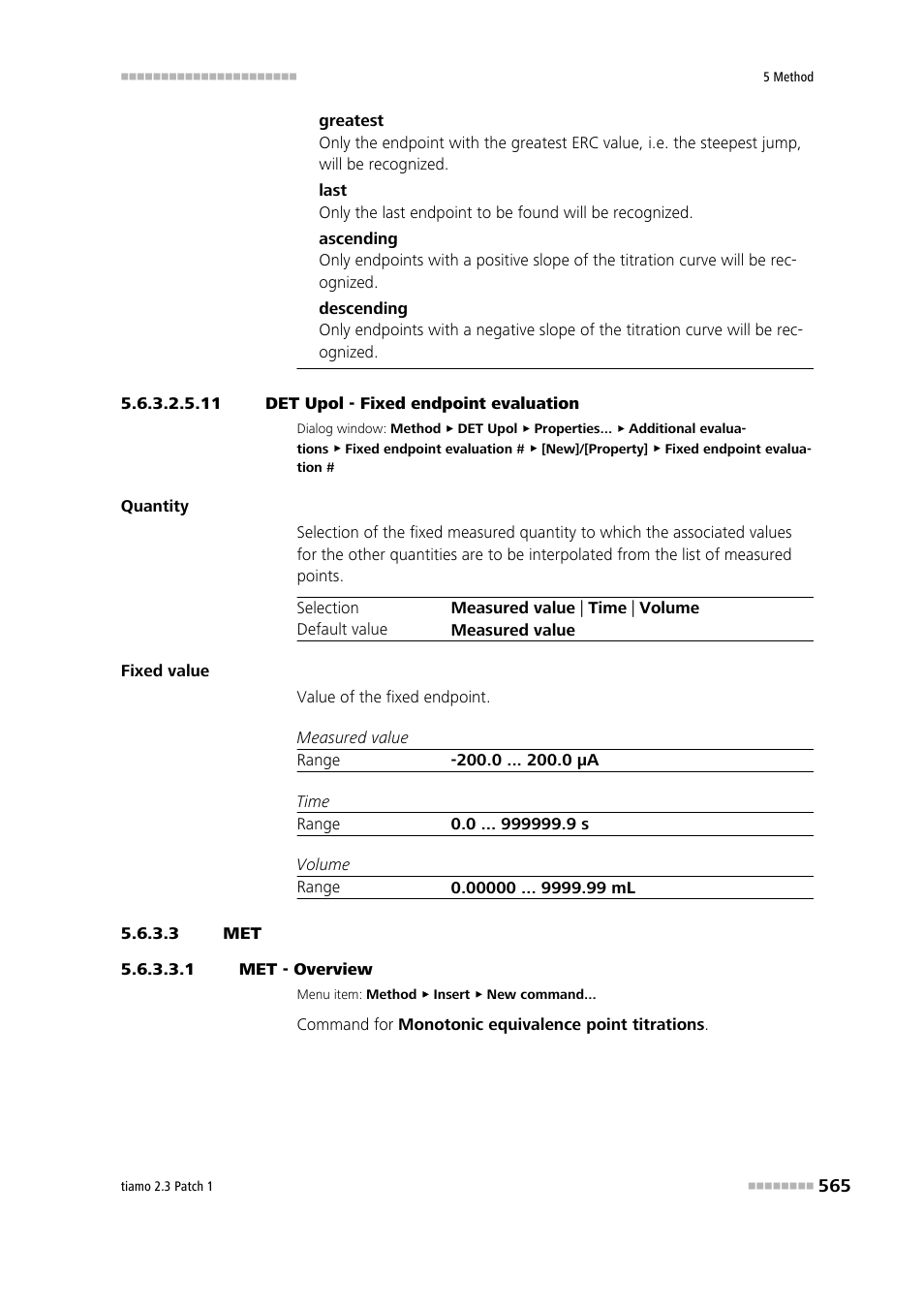 11 det upol - fixed endpoint evaluation, 3 met, 1 met - overview | Metrohm tiamo 2.3 Patch 1 User Manual | Page 581 / 1702