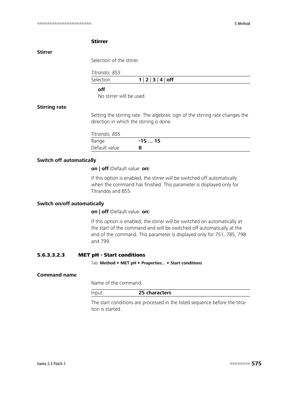 3 met ph - start conditions, Start conditions | Metrohm tiamo 2.3 Patch 1 User Manual | Page 591 / 1702