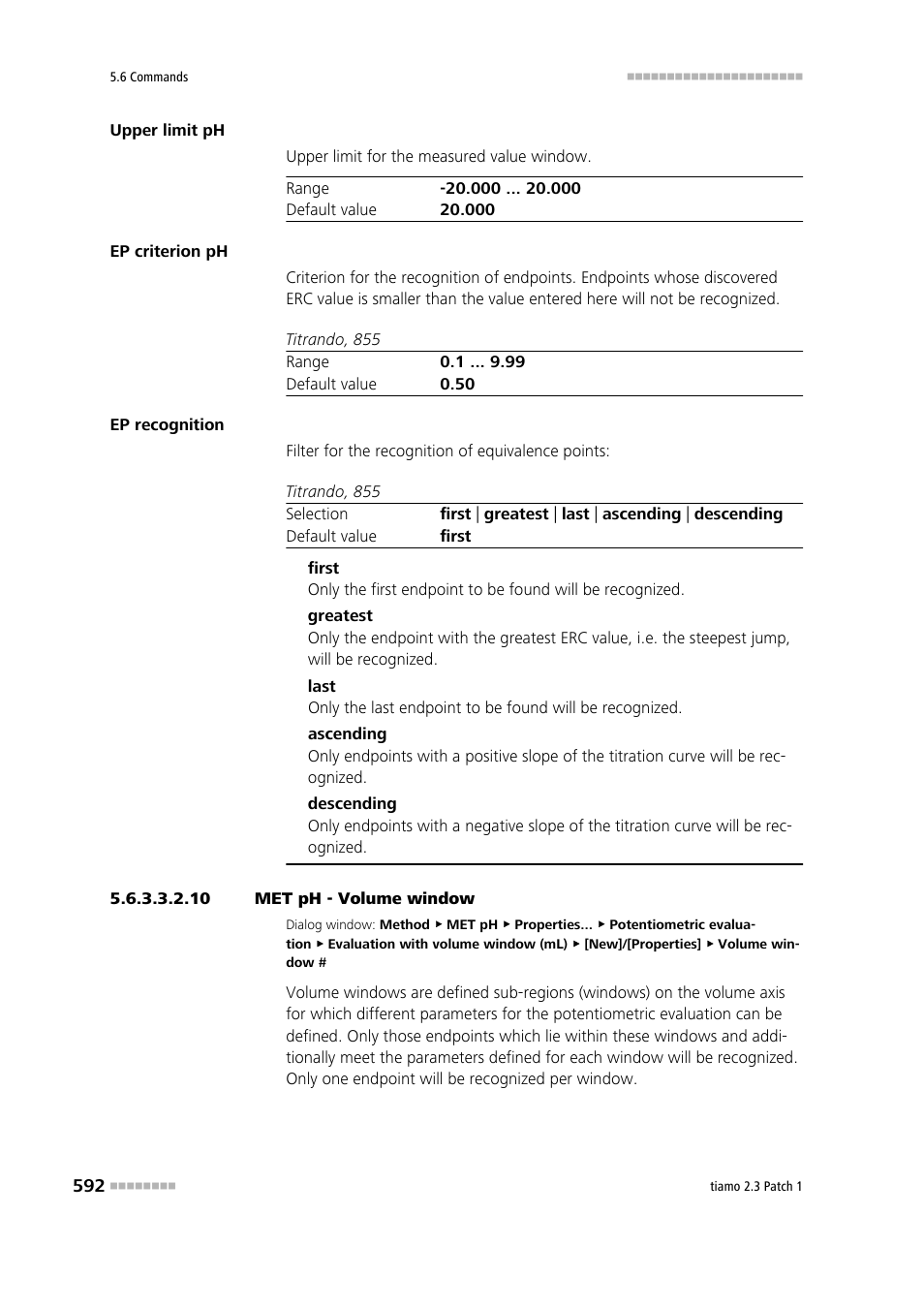 10 met ph - volume window | Metrohm tiamo 2.3 Patch 1 User Manual | Page 608 / 1702