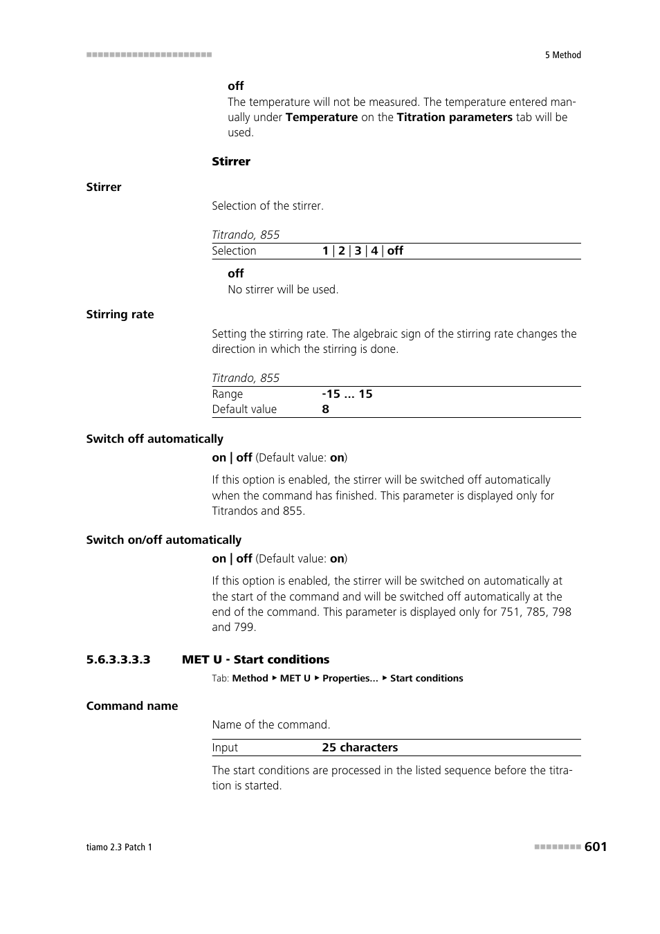 3 met u - start conditions, Start conditions | Metrohm tiamo 2.3 Patch 1 User Manual | Page 617 / 1702