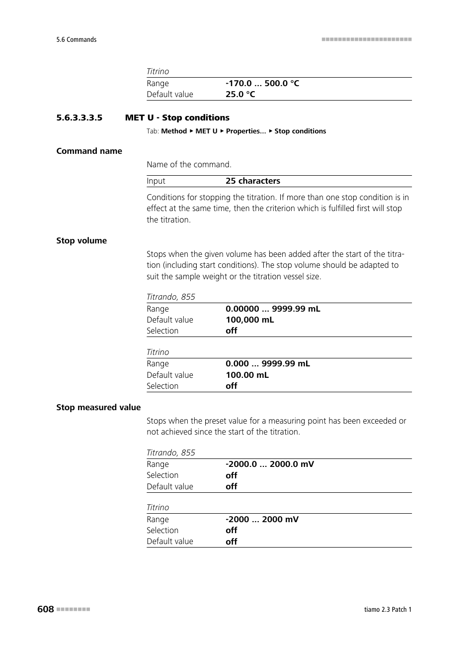 5 met u - stop conditions, Stop conditions | Metrohm tiamo 2.3 Patch 1 User Manual | Page 624 / 1702