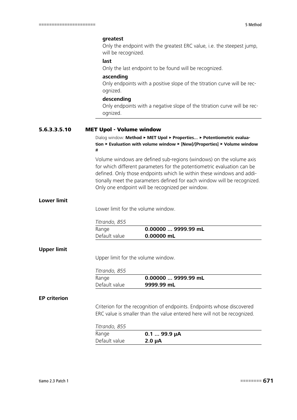 10 met upol - volume window | Metrohm tiamo 2.3 Patch 1 User Manual | Page 687 / 1702