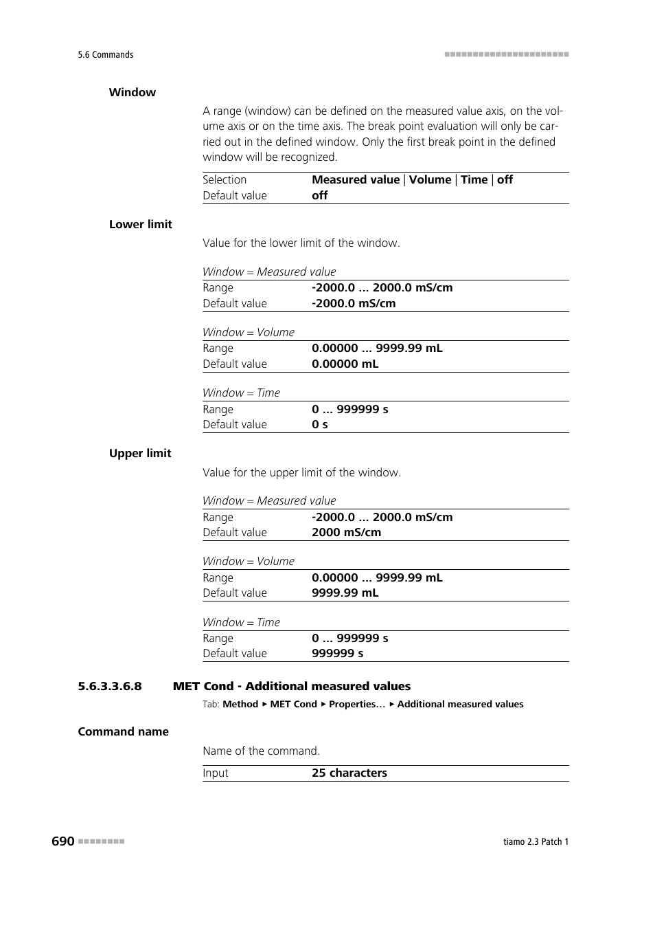 8 met cond - additional measured values, Additional measured values | Metrohm tiamo 2.3 Patch 1 User Manual | Page 706 / 1702