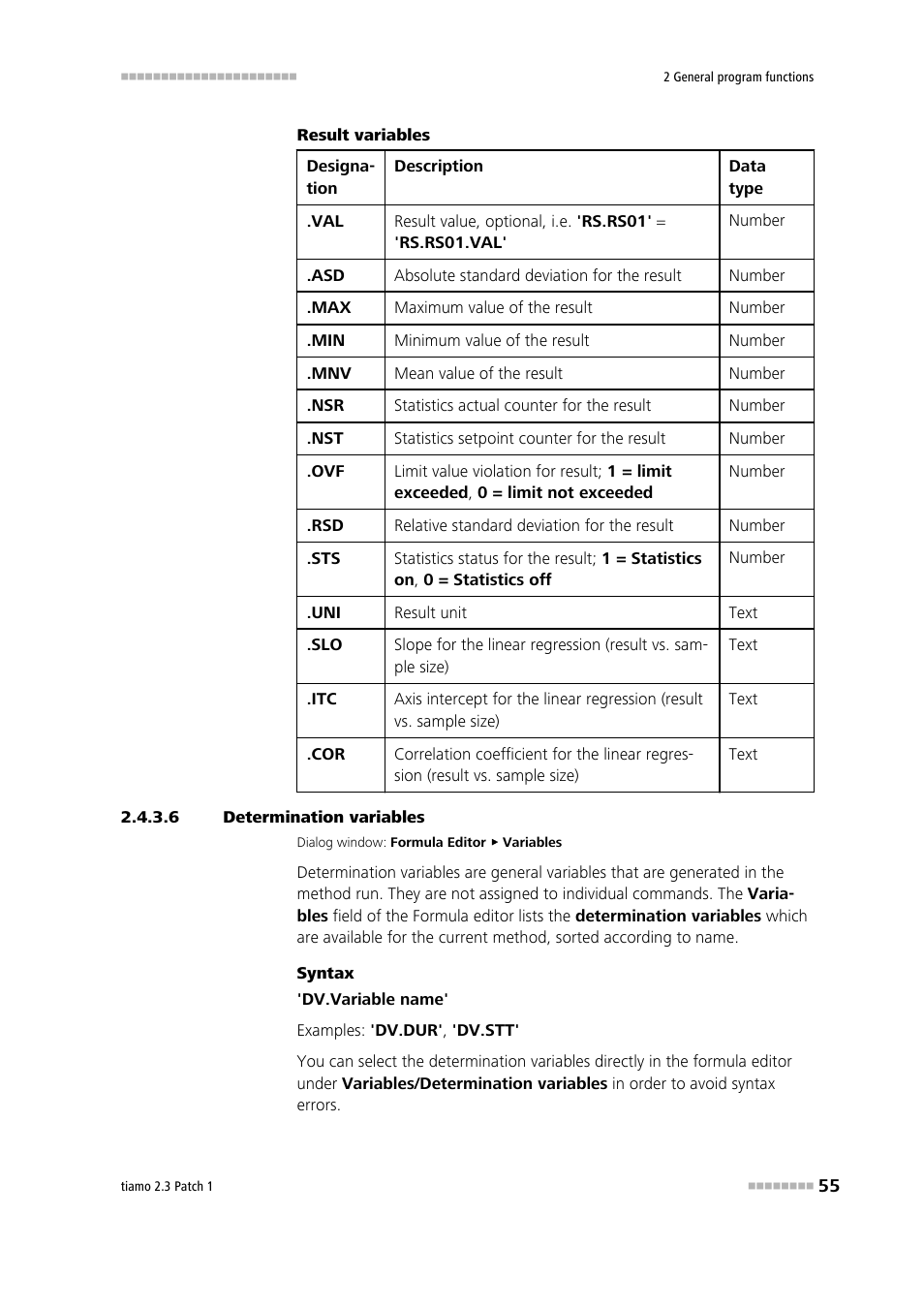 6 determination variables, Determina- tion varia- bles | Metrohm tiamo 2.3 Patch 1 User Manual | Page 71 / 1702