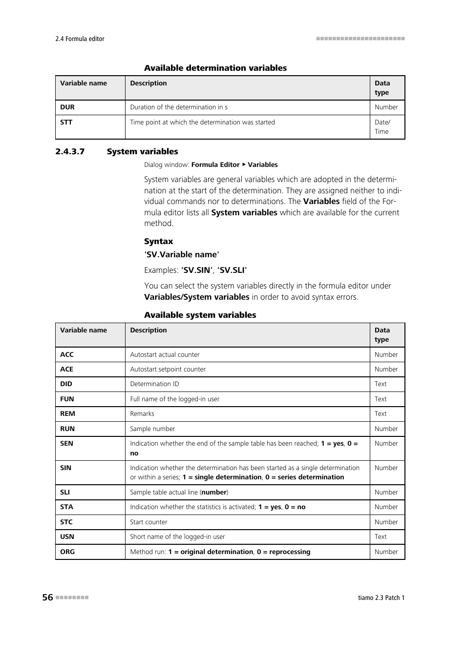 7 system variables, System variables | Metrohm tiamo 2.3 Patch 1 User Manual | Page 72 / 1702