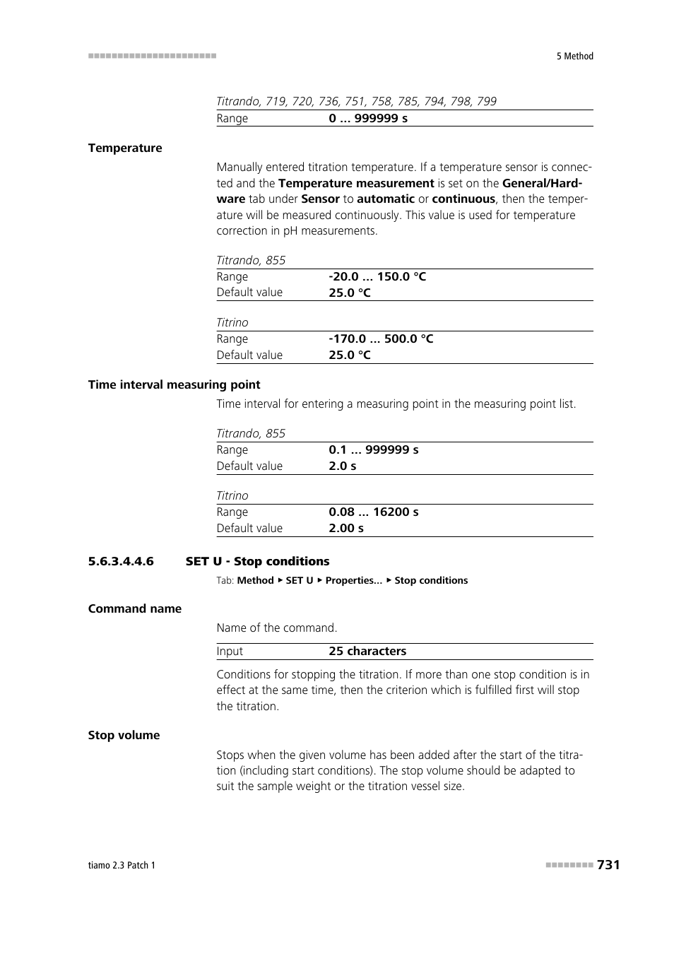 6 set u - stop conditions, Stop conditions | Metrohm tiamo 2.3 Patch 1 User Manual | Page 747 / 1702