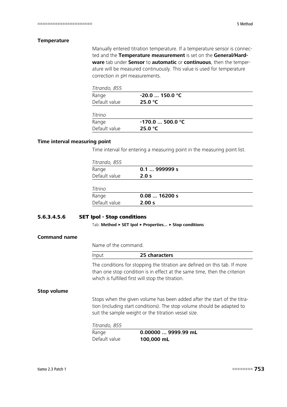 6 set ipol - stop conditions, Stop conditions | Metrohm tiamo 2.3 Patch 1 User Manual | Page 769 / 1702
