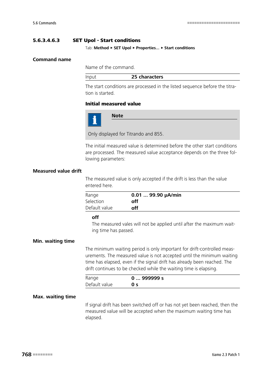 3 set upol - start conditions, Start conditions | Metrohm tiamo 2.3 Patch 1 User Manual | Page 784 / 1702