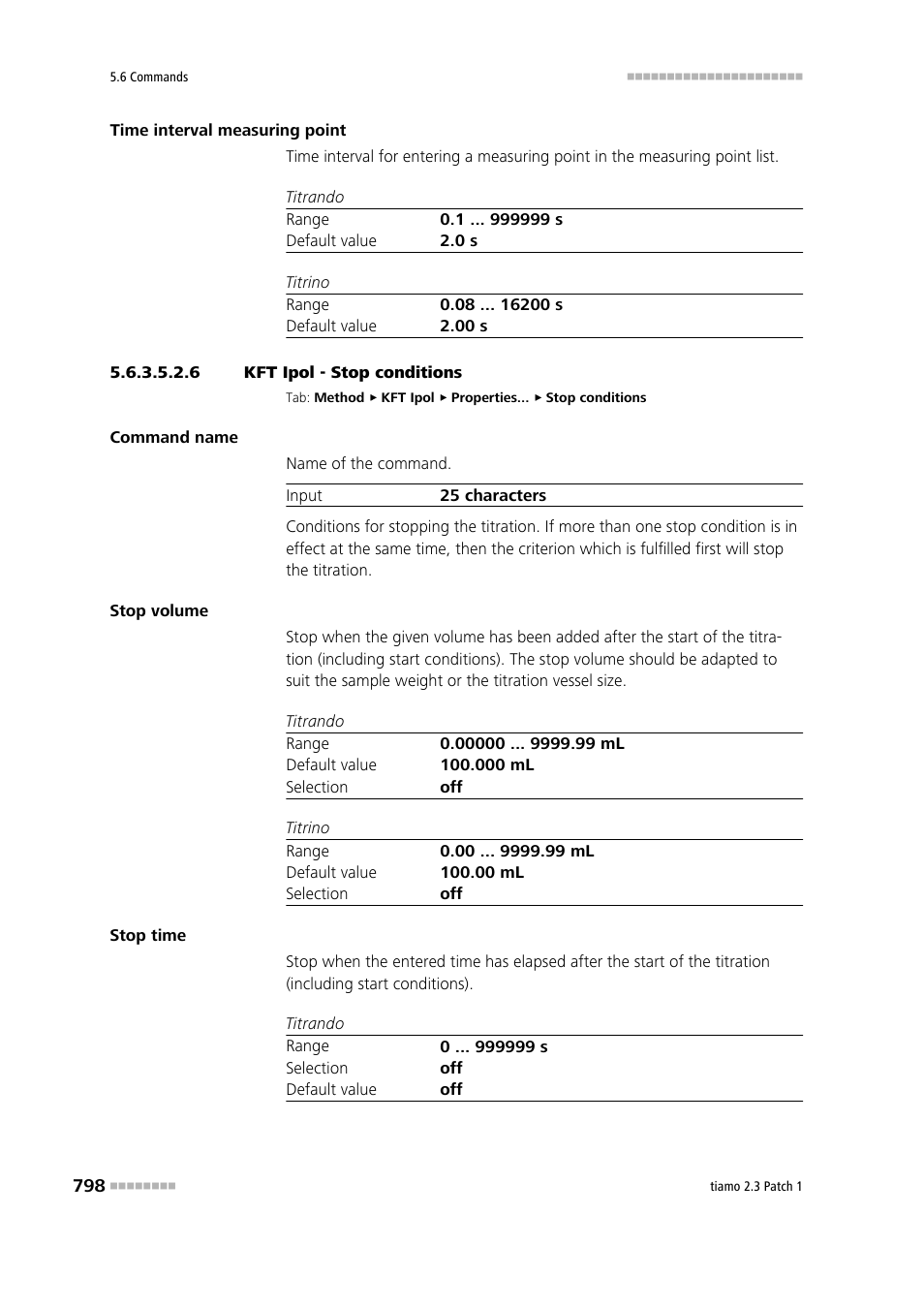 6 kft ipol - stop conditions, Stop conditions | Metrohm tiamo 2.3 Patch 1 User Manual | Page 814 / 1702