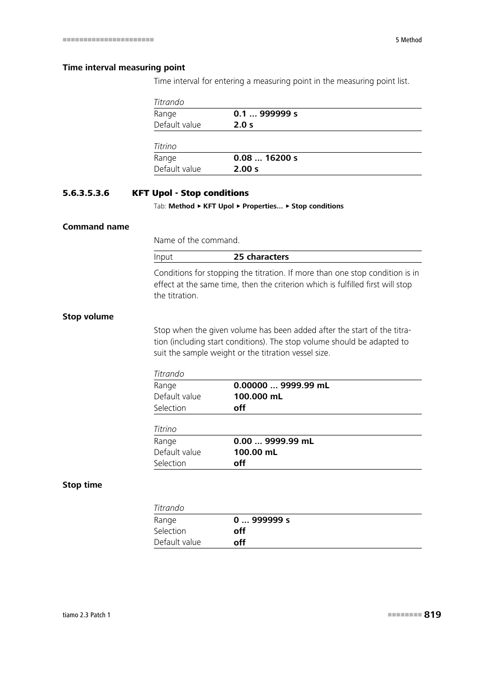 6 kft upol - stop conditions, Stop conditions | Metrohm tiamo 2.3 Patch 1 User Manual | Page 835 / 1702