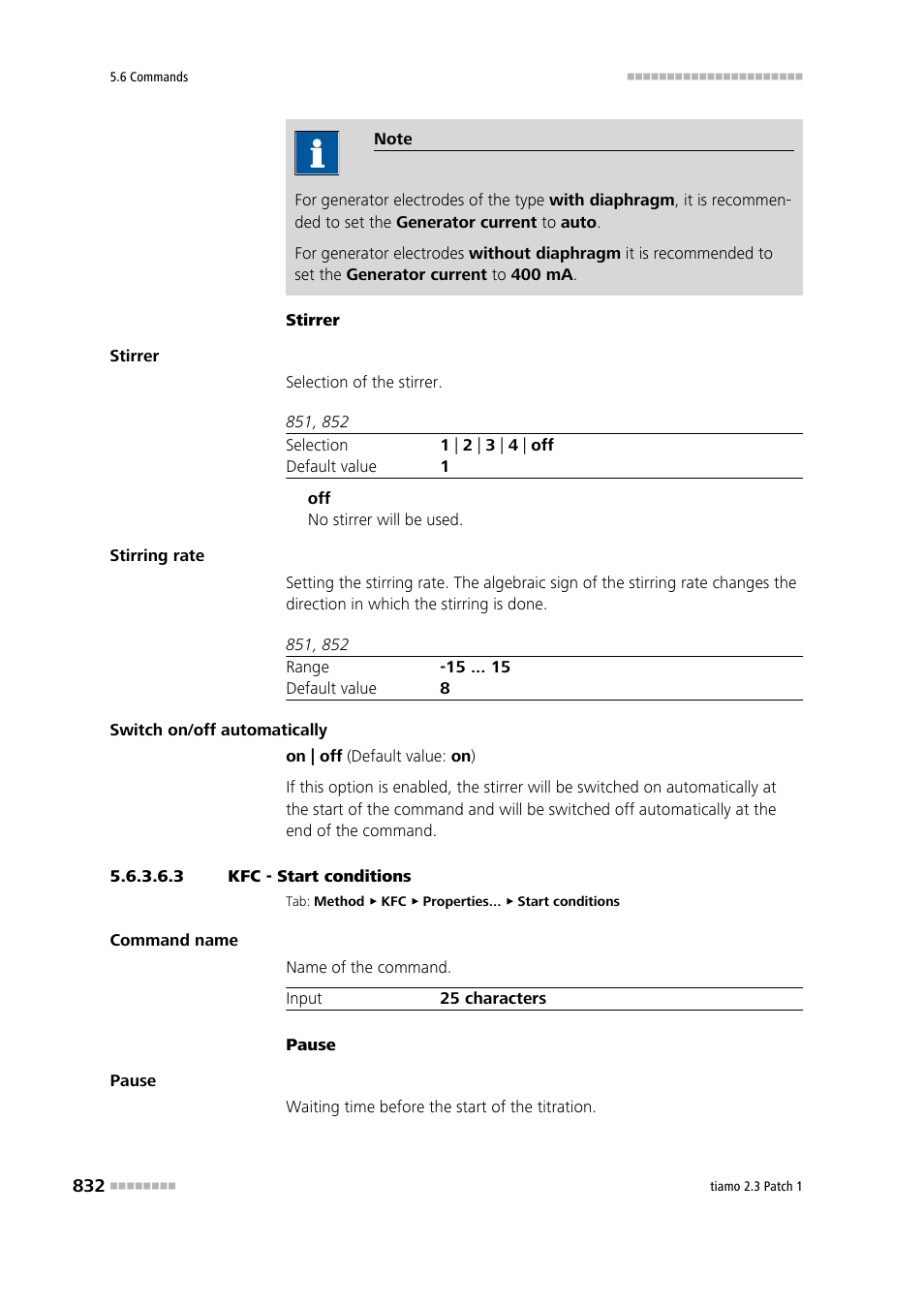 3 kfc - start conditions | Metrohm tiamo 2.3 Patch 1 User Manual | Page 848 / 1702