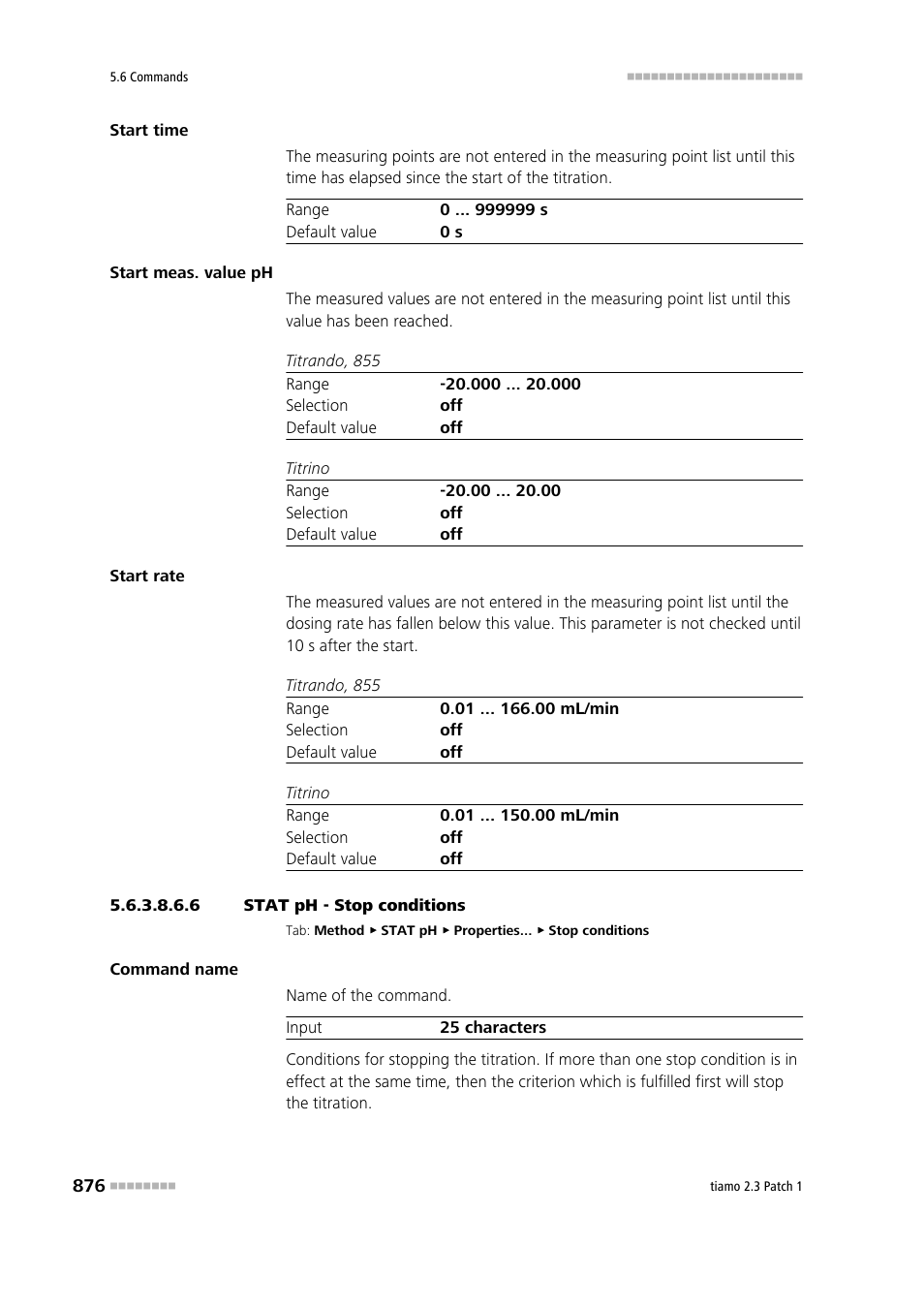 6 stat ph - stop conditions, Stop conditions | Metrohm tiamo 2.3 Patch 1 User Manual | Page 892 / 1702