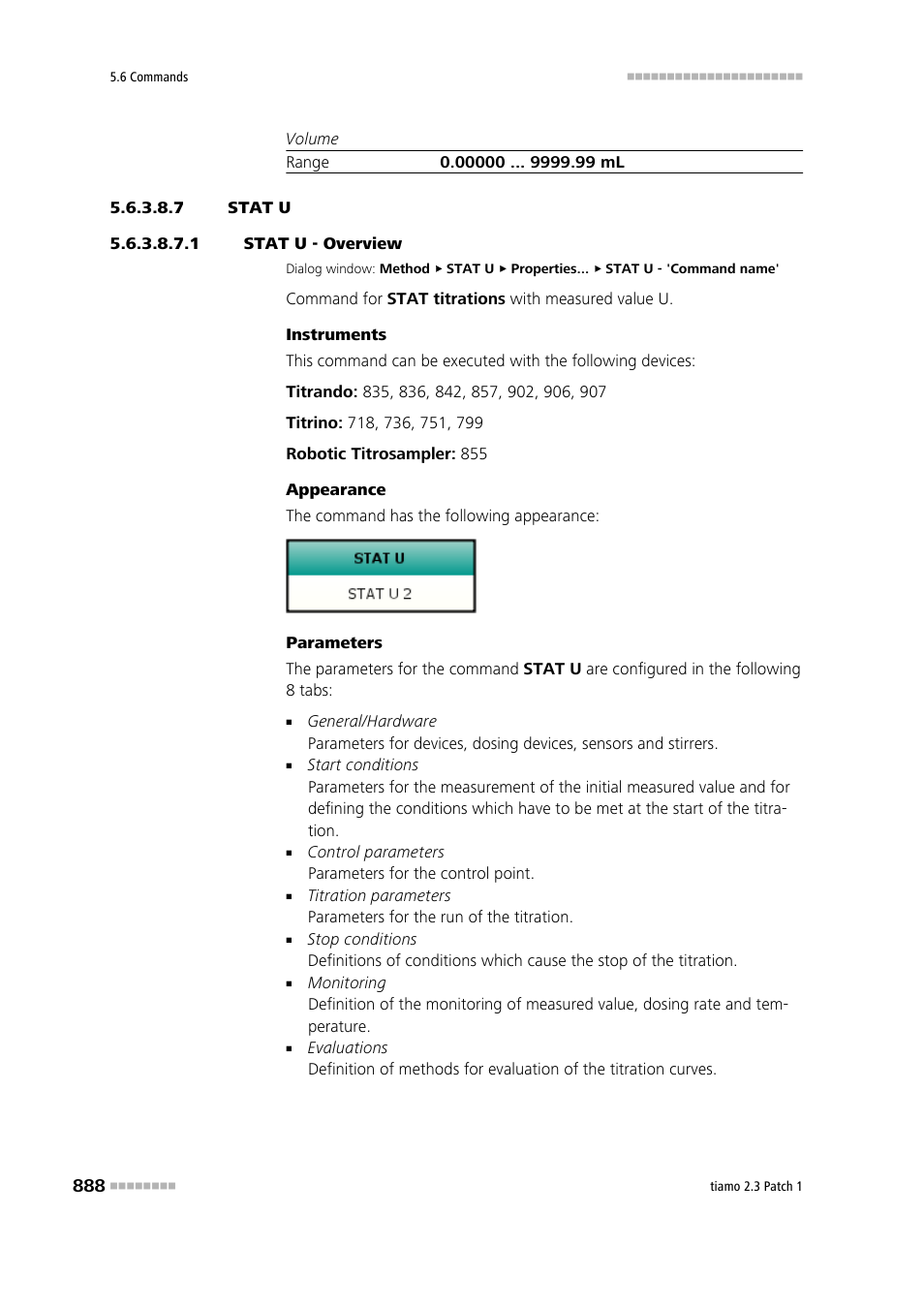 7 stat u, 1 stat u - overview | Metrohm tiamo 2.3 Patch 1 User Manual | Page 904 / 1702