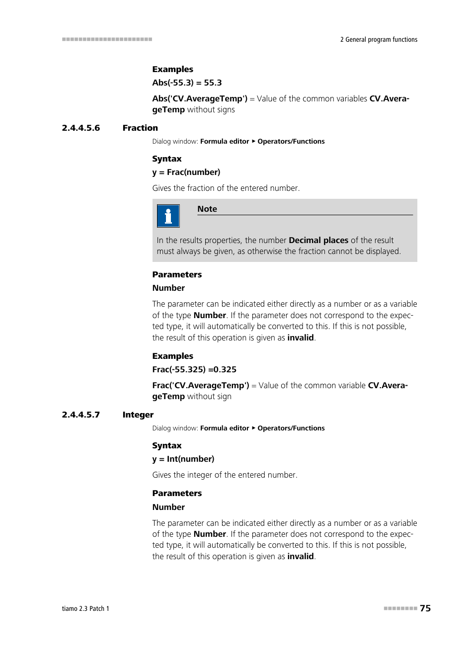 6 fraction, 7 integer, Fraction (frac) | Integer | Metrohm tiamo 2.3 Patch 1 User Manual | Page 91 / 1702