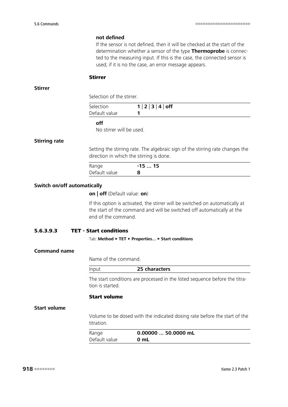 3 tet - start conditions, Start conditions | Metrohm tiamo 2.3 Patch 1 User Manual | Page 934 / 1702