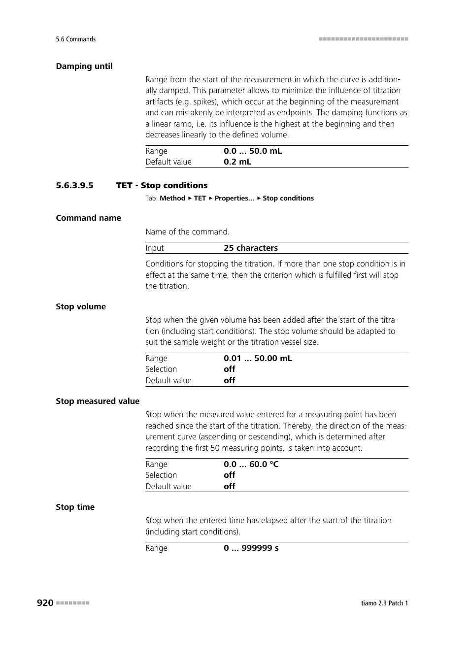 5 tet - stop conditions | Metrohm tiamo 2.3 Patch 1 User Manual | Page 936 / 1702