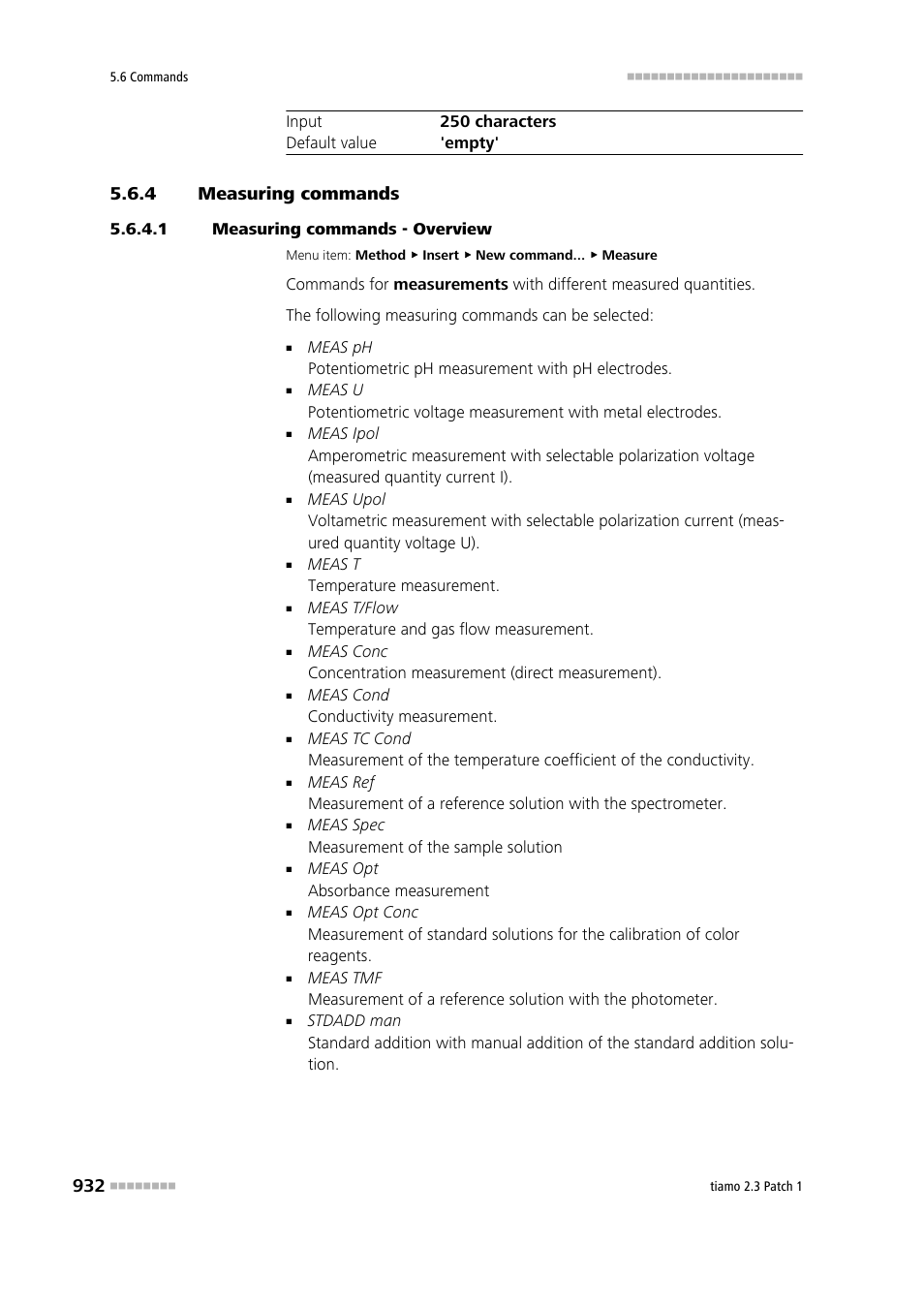 4 measuring commands, 1 measuring commands - overview, Measuring commands | Meas | Metrohm tiamo 2.3 Patch 1 User Manual | Page 948 / 1702