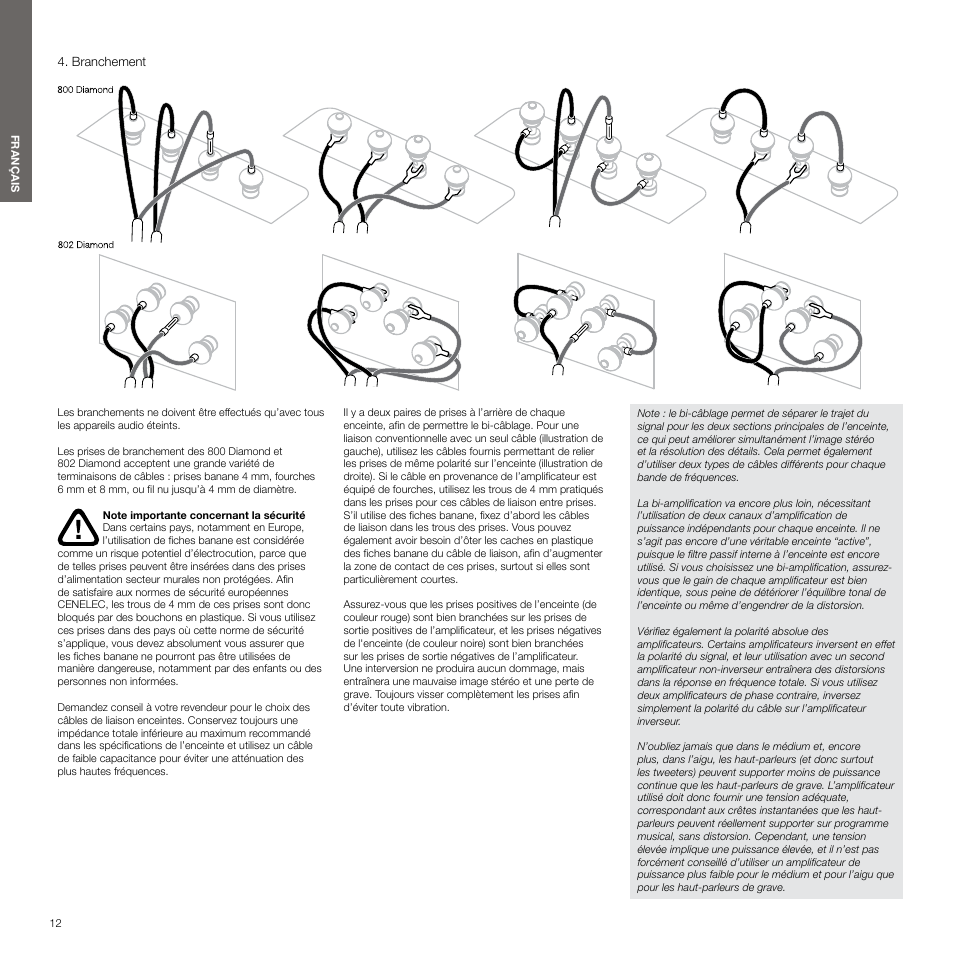 Branchement | Bowers & Wilkins 800 User Manual | Page 12 / 50