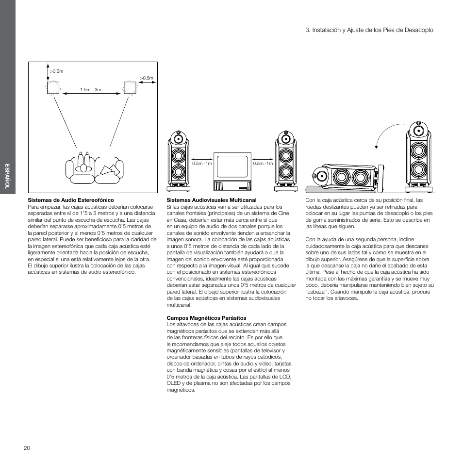 Instalación y ajuste de los pies de desacoplo | Bowers & Wilkins 800 User Manual | Page 20 / 50