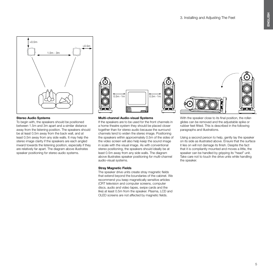 Installing and adjusting the feet | Bowers & Wilkins 800 User Manual | Page 5 / 50