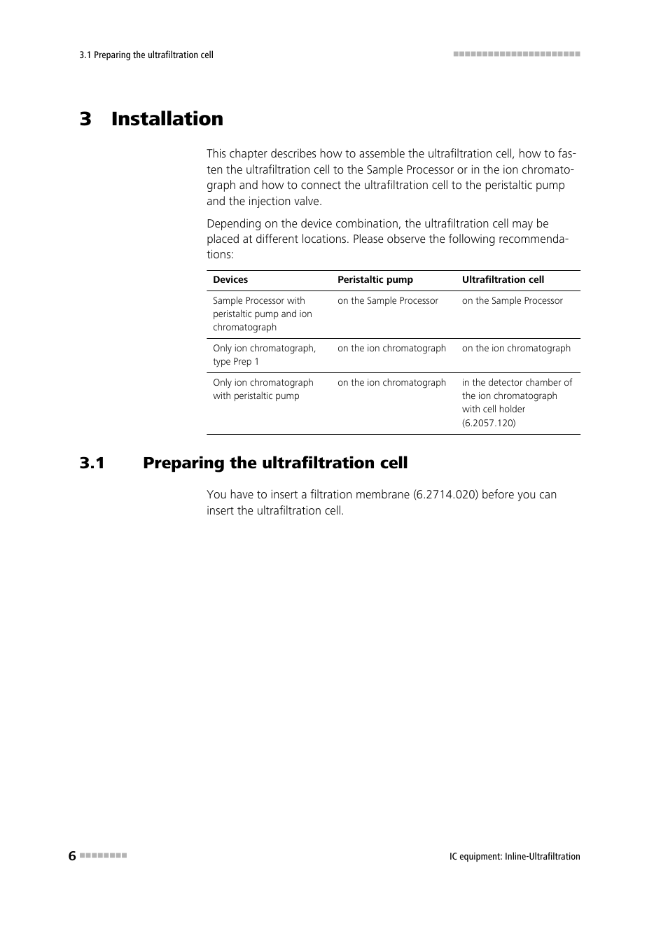 3 installation, 1 preparing the ultrafiltration cell, Preparing the ultrafiltration cell | Metrohm Inline-Ultrafiltration User Manual | Page 12 / 31