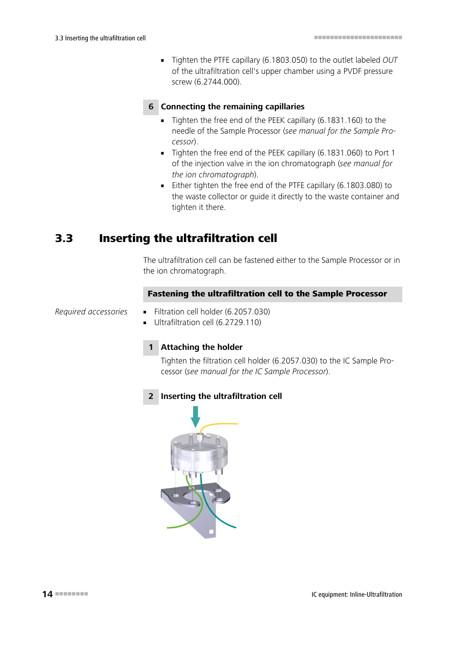 3 inserting the ultrafiltration cell, Inserting the ultrafiltration cell | Metrohm Inline-Ultrafiltration User Manual | Page 20 / 31