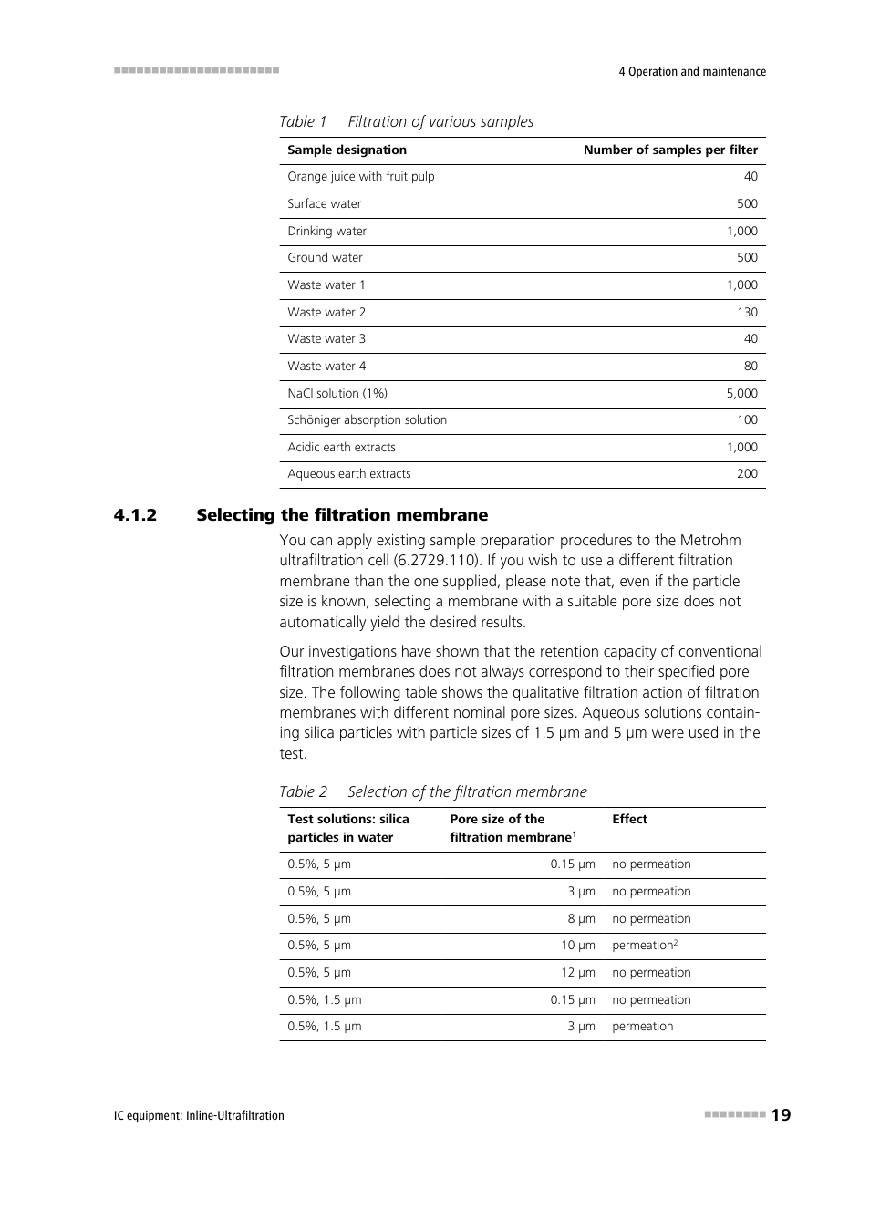 2 selecting the filtration membrane, Selecting the filtration membrane | Metrohm Inline-Ultrafiltration User Manual | Page 25 / 31