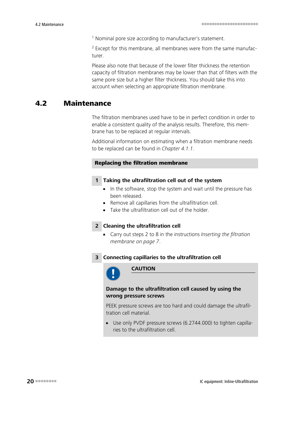 2 maintenance, Maintenance | Metrohm Inline-Ultrafiltration User Manual | Page 26 / 31