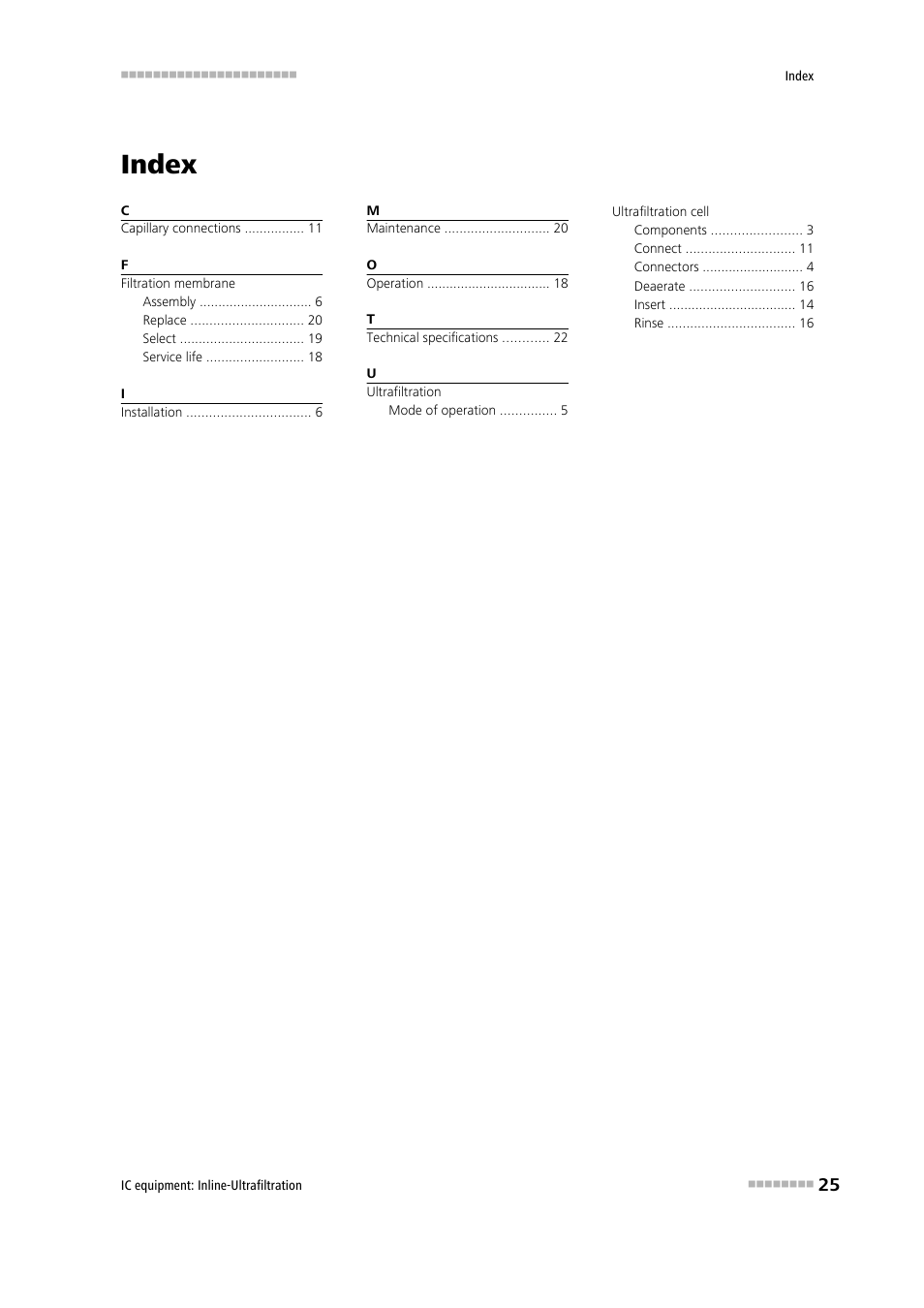 Index | Metrohm Inline-Ultrafiltration User Manual | Page 31 / 31